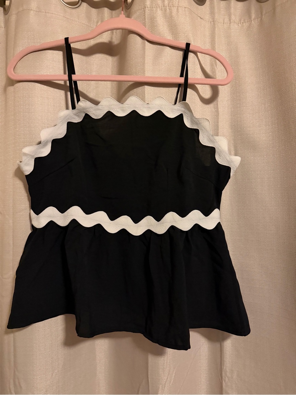 Cupshe Black Top with White Scallop Trim